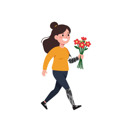 The woman transitions from standing still to walking forward.のイラスト素材
