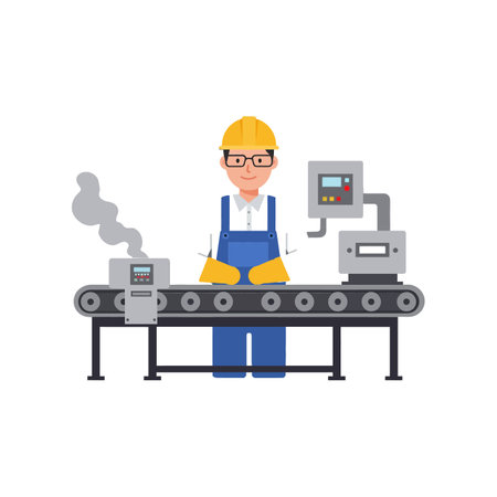 Transition from idle to active machinery operation clearly illustratedのイラスト素材