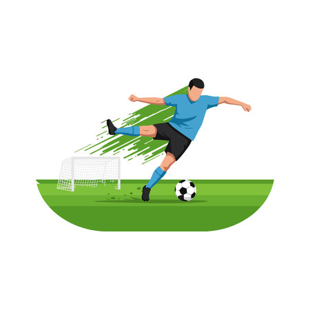 The player transitions from standing to kicking the ball.のイラスト素材