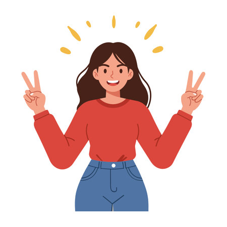The woman changes her pose and expression playfully.のイラスト素材