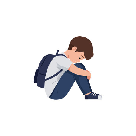 Boy transitions from sitting to a more relaxed posture.のイラスト素材