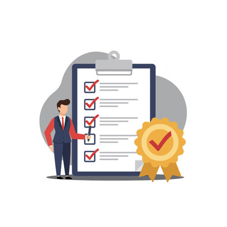 The checklist transitions from incomplete to fully checked items.のイラスト素材