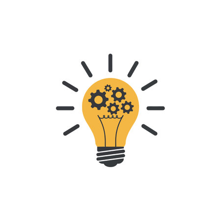 A light bulb featuring gears within, symbolizing creativity and innovation in a minimalistic design.