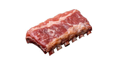 Fresh Raw Pork Ribs with Marbling and Bone on transparent backgroundの素材