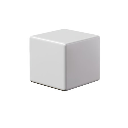 A simple and minimalist 3D white cube isolated on a transparent background. This design element is perfect for digital projects, presentations, and educational materials.の素材