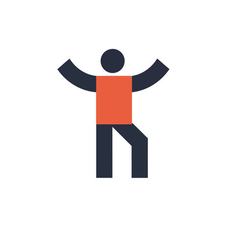 A joyful figure with outstretched arms in a flat design, expressing enthusiasm and positivity in a vibrant setting.のイラスト素材