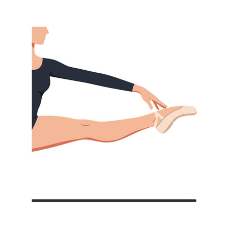A ballerina extends her leg while reaching forward, showingcasing flexibility and poise in a minimalist style.のイラスト素材