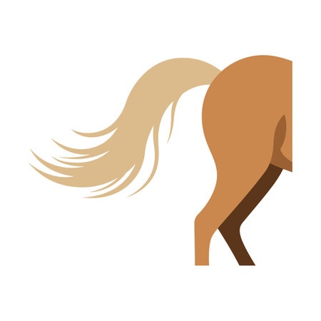 A minimalist representation of a brown horses hindquarters, featuring a flowing blonde mane and smooth curves, conveying grace and motion.のイラスト素材