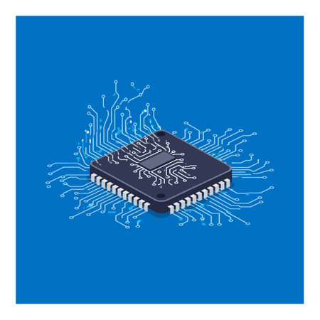 A computer chip surrounded by intricate circuit lines, symbolizing innovation and technology in a...