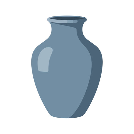 A simple blue vase with a sleek shape and glossy surface, creating a calm and elegant atmosphere.のイラスト素材