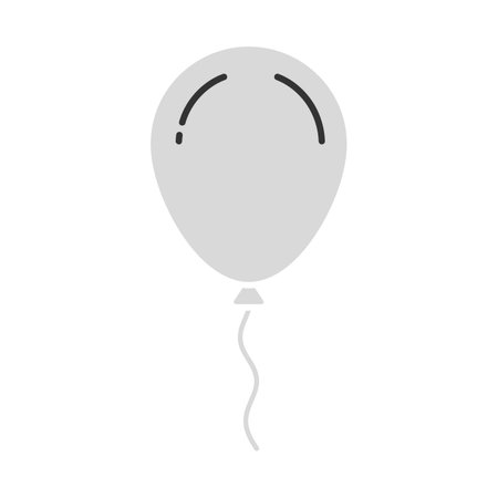 A single gray balloon floats gently upwards, featuring a simple string, evoking a sense of lightness and celebration.のイラスト素材