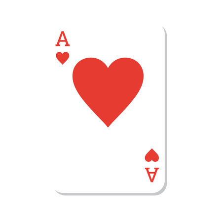 A single playing card featuring a large red heart symbol in the center with two smaller hearts and letter A in corners on white background.のイラスト素材