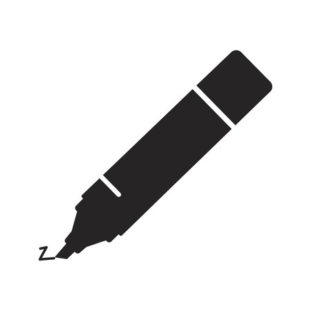Illustration shows a black marker pen drawing a line on a white background in a clear, simple vector style. Minimalistic mood.のイラスト素材