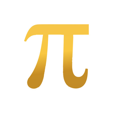 Vector illustration of a golden pi symbol with a glossy finish on a white background, representing mathematics and science themes, elegant and clean.のイラスト素材