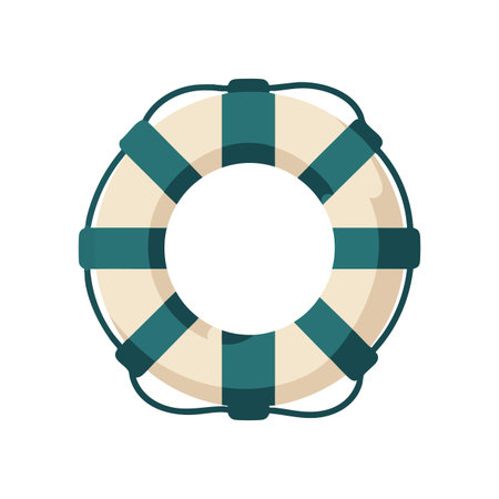 Life buoy safety ring floats ready for water rescue and emergency situations in calm and secure environment. Safety focused mood.のイラスト素材