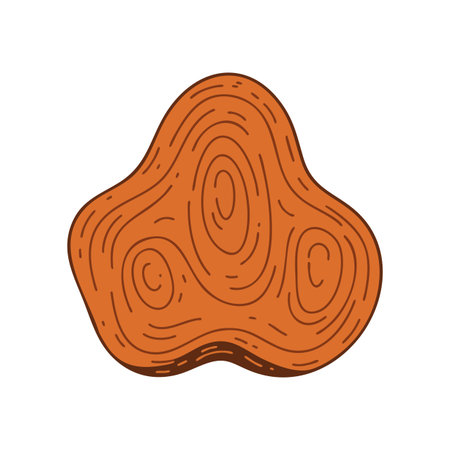 Illustration shows a brown wood texture with visible grain lines and organic shape, suitable for natural and rustic design themes, calm mood.のイラスト素材