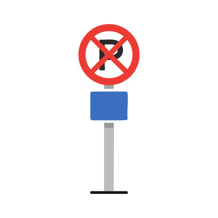 Vector illustration of a no parking traffic sign with a blue blank panel on a white background, representing urban traffic regulation and control. Calm.のイラスト素材