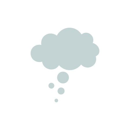 Vector image shows a gray thought bubble icon symbolizing thinking and ideas in a minimalist style. Clean and clear mood.のイラスト素材