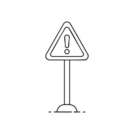 This vector shows a warning sign with an exclamation mark symbol used for alerts and caution in a simple black outline style, clear and direct.のイラスト素材