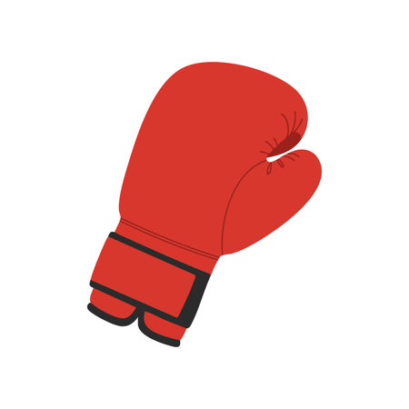 A single red boxing glove is displayed on a white background, representing sport and training equipment in a minimal style. energeticのイラスト素材