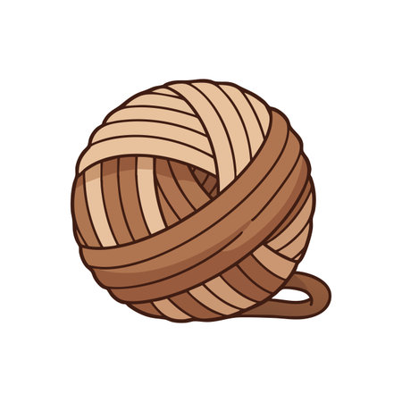 Illustration shows a ball of yarn in multiple brown shades used for knitting and crafting with a cozy and creative mood.のイラスト素材