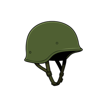 This vector illustration depicts a green military helmet used for protection and defense, emphasizing safety and durability in combat situations. Calm.のイラスト素材