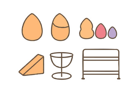 Vector shows pastel-colored Easter eggs and simple decoration objects designed for spring celebrations, evoking a cheerful and festive mood.のイラスト素材