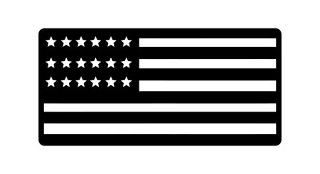 Vector illustration of American flag icon featuring stars and stripes in black and white with simple clean design. Bold and minimalistic mood.のイラスト素材