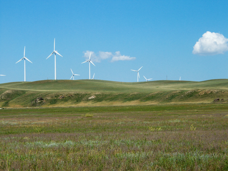 Landscape view of a grassland in Inner Mongolia during autumnの写真素材