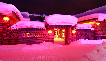 The night of snow townのeditorial素材