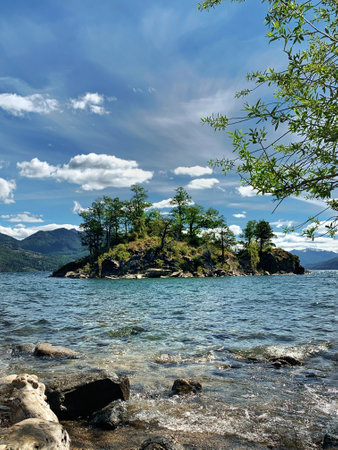 The hidden island in San MartÃ­n de los Andes, Argentina, in the middle of LÃ¡car lake.