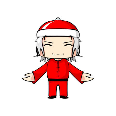 chibi lunar year character with a pose invitingのイラスト素材