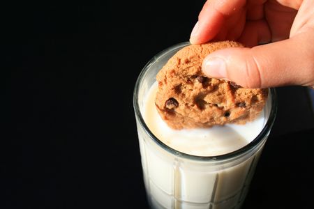 Cookie and a Glass of Milkの写真素材