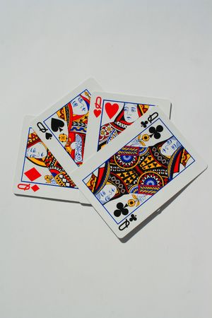 Close up of four queens on a white background.のeditorial素材