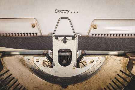 sorry message on vintage typewriterの写真素材