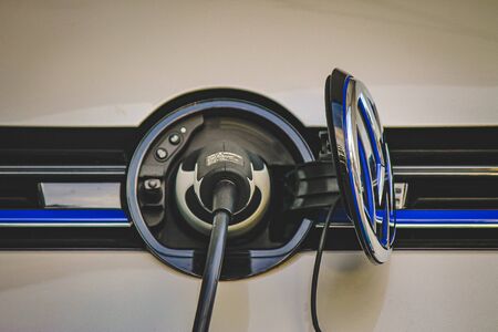 electric car charging plug batteryの写真素材