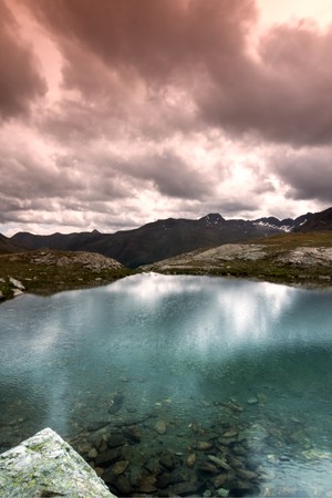 magic dreamy panoramic landscape in a cloudy day in mountainの写真素材