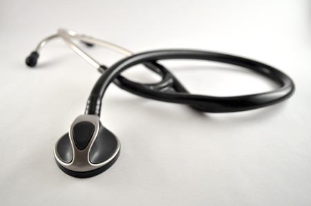 Cardiology stethoscope in a white backgroundの写真素材