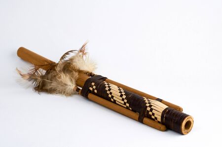 handmade blowgun on white background with copyspaceの写真素材