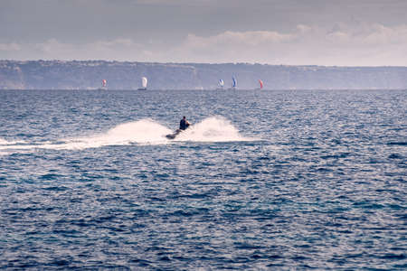 jet ski sailing in the mediterranean sea