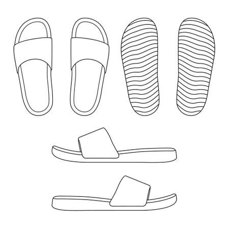 Template slide flip flops vector illustration flat design outline clothingのイラスト素材
