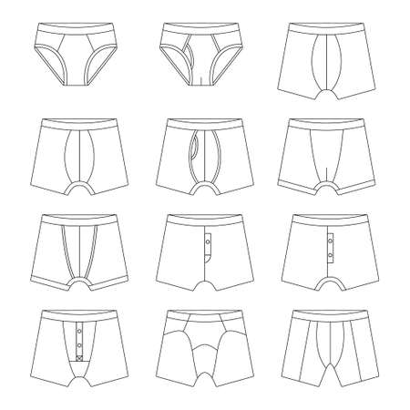 Template men underpants vector illustration flat sketch design outlineのイラスト素材