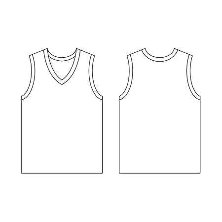 Template jersey basketball v-neck vector illustration flat design outline template clothing collectionのイラスト素材