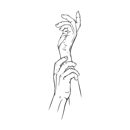 Two Hand drawn gesture sketch vector illustration line artのイラスト素材