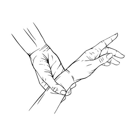 Two Hand drawn gesture sketch vector illustration line artのイラスト素材