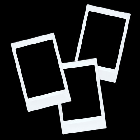 Realistic vintage frame photo template, instant photo frame isolated in transparent PNG.の写真素材