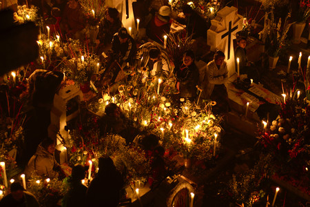 SAN ANDRÃ‰S MIXQUIC, MEXICO - NOVEMBER 2012: Annual commemorations known as La Alumbrada during...