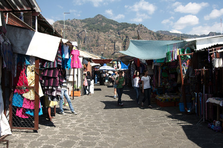 Tepoztlan, Morelos, Mexico - 2019: The weekend folkloric market is one of the town's main attractions.のeditorial素材