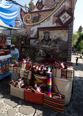 Tepoztlan, Morelos, Mexico - 2019: The weekend folkloric market is one of the town's main attractions.のeditorial素材