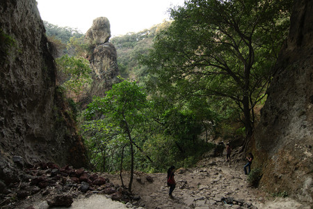 Tepoztlan, Morelos, Mexico - 2013: A panoramic view near the top of Tepozteco mountain.のeditorial素材